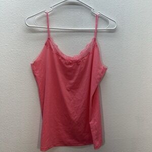 Uwila Warrior Soft Satin Lace Trim Camisole Hot Pink Womens Size M Coquette Y2K